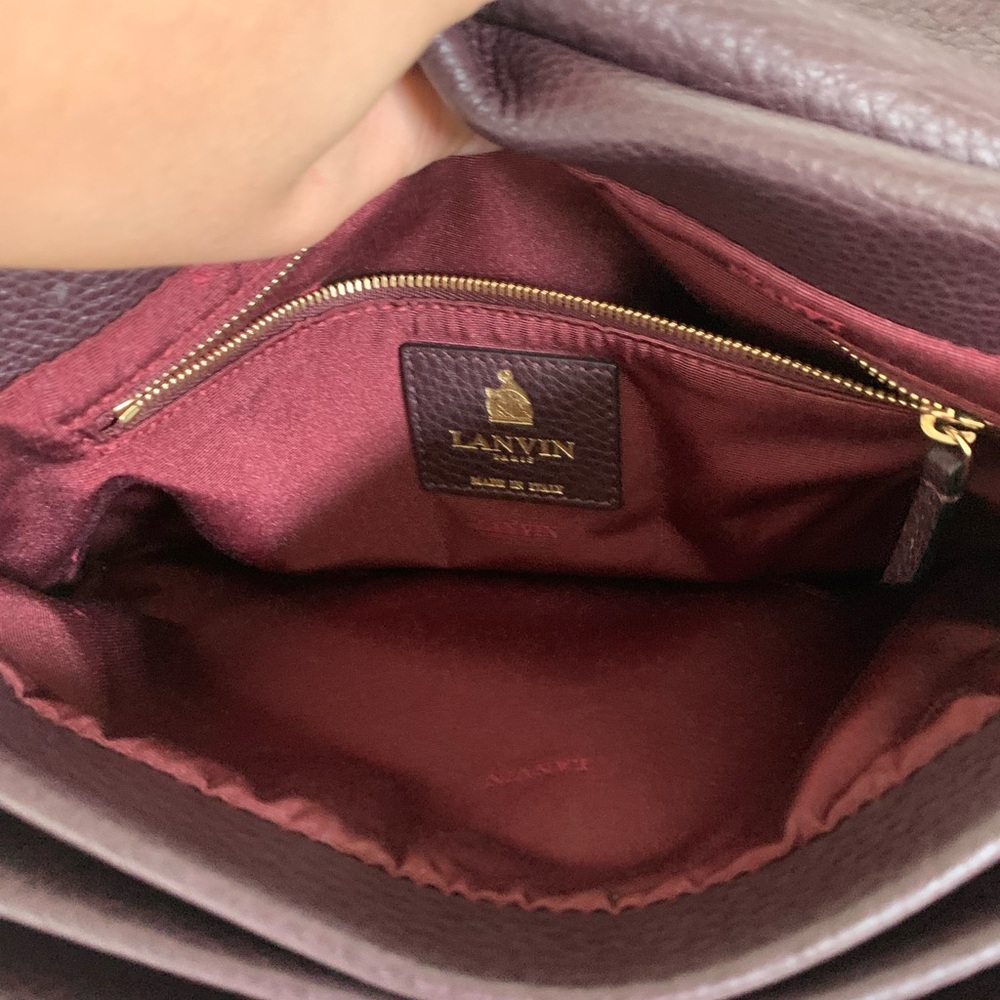 LANVIN | Burgundy Patchwork Calf Leather Medium Sugar Shoulder Bag - Picture 14 of 17